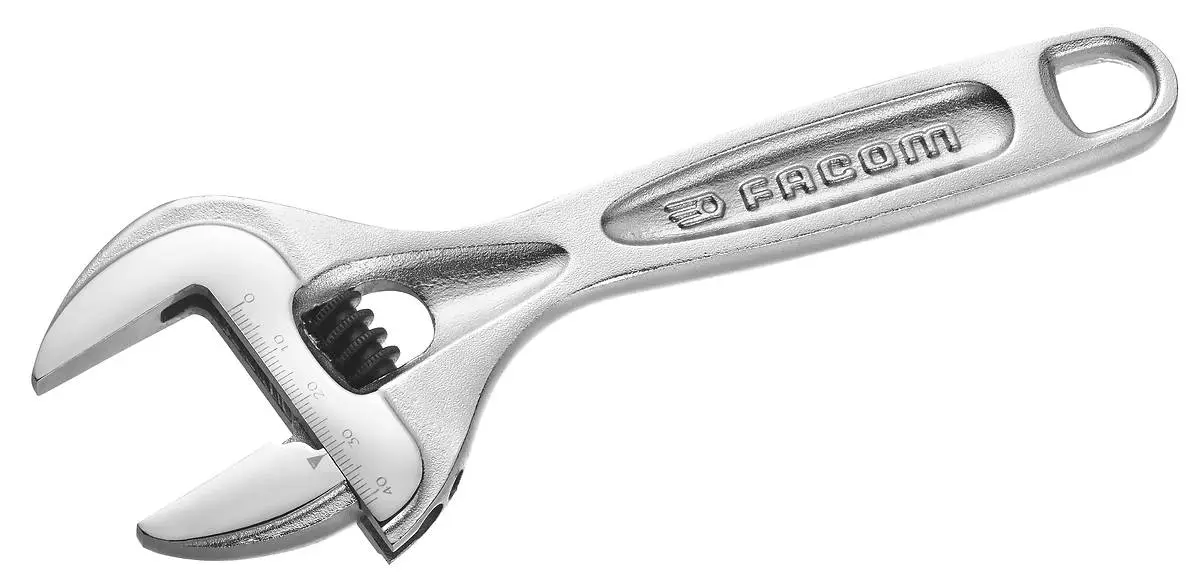 Facom 113AS.8C Thin Lightweight Wide Opening Adjustable Wrench 8"