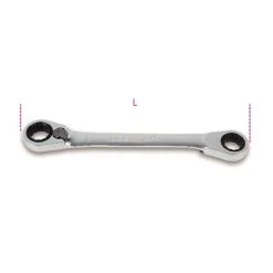 Beta Tools Beta 195P Metric Bi Hex Offset Reversible Double Ring Ratcheting Spanner Wrench 17x19mm
