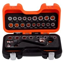 Bahco 1320SRM/S29 S Type Ratcheting Ring Spanner &amp; Torx / Hex Adaptor Set