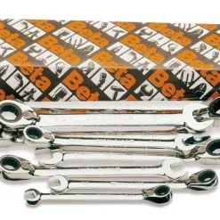 Beta 142AS/8 8 Piece Imperial Reversible Ratchet Spanner Wrench Set 5/16"-3/4" AF