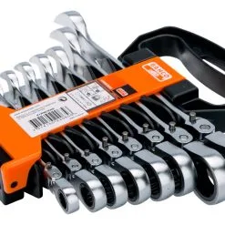 Bahco 41RM/SH8 8 Piece Locking Flexi Head Ratchet Combination Spanner Set 8-19mm