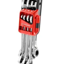 Facom 467B.JP8 8 Piece Reversible Ratcheting Anti Slip Combination Spanner Set 8-19mm