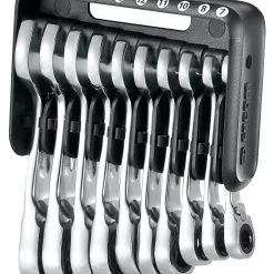 Facom 467BS.JP10 10 Piece Metric Stubby Anti-Slip Ratcheting Spanner Set 7-17mm