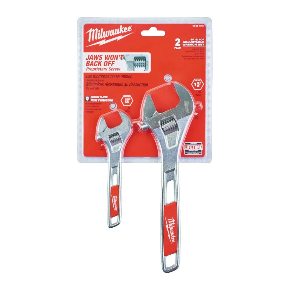 Milwaukee 48227400 2 Piece Adjustable Spanner Wrench Set 150 / 250mm - Image 2