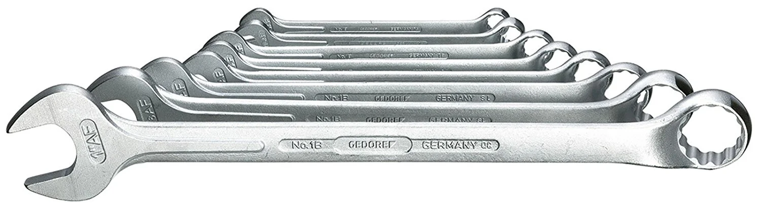 Gedore 1 B-08A 8 Piece Imperial Combination Spanner Wrench Set 3/8-1" AF