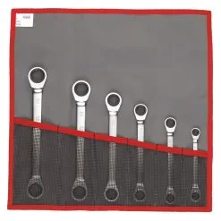 Facom 64.JU6T 6 Pce. AF Extra Low Profile Ratchet Spanner Set 1/4" - 15 / 16" AF