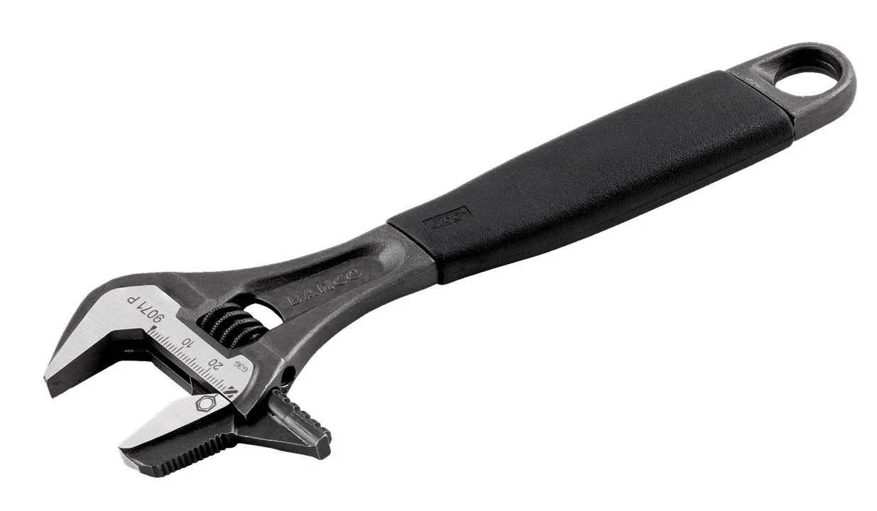 Bahco 9073P Black Finish Comfort Grip Adjustable Wrench With Reversible Jaw 12"
