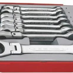 Teng Tools Teng TT6508RF Flexible Ratcheting Combination Spanner Set In Tool Box Tray