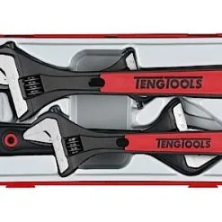 Teng TTADJ04 4 Pce Adjustable Spanner/Wrench Set 6", 8", 10" &amp; 8" Wide Jaw In Tool Box Tray