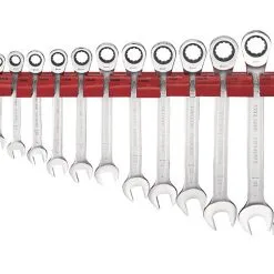 Teng Tools Teng WRSP12RS 12 Piece Ratcheting Combination Spanner Set On Wall Rack 8-19mm